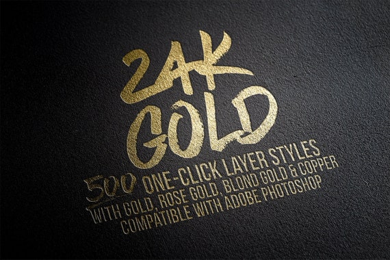 Gold Foil Layer Styles for Fonts and Lettering: Adobe Photoshop Instant Bling Overlay Text Effects, Metallic Shine, Sparkle, Glitter Writing