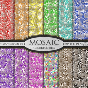 Puede incluir: Doce diseños de papel digital con patrones de mosaico de azulejos coloridos. Cada diseño mide 12 pulgadas por 12 pulgadas y 300 DPI. Los diseños están disponibles en una variedad de colores, que incluyen rojo, naranja, amarillo, verde, azul, morado y gris.