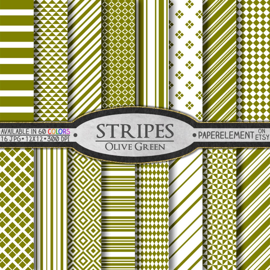 Olive Green Stripe Digital Paper: Green Stripe Paper Drab - Etsy