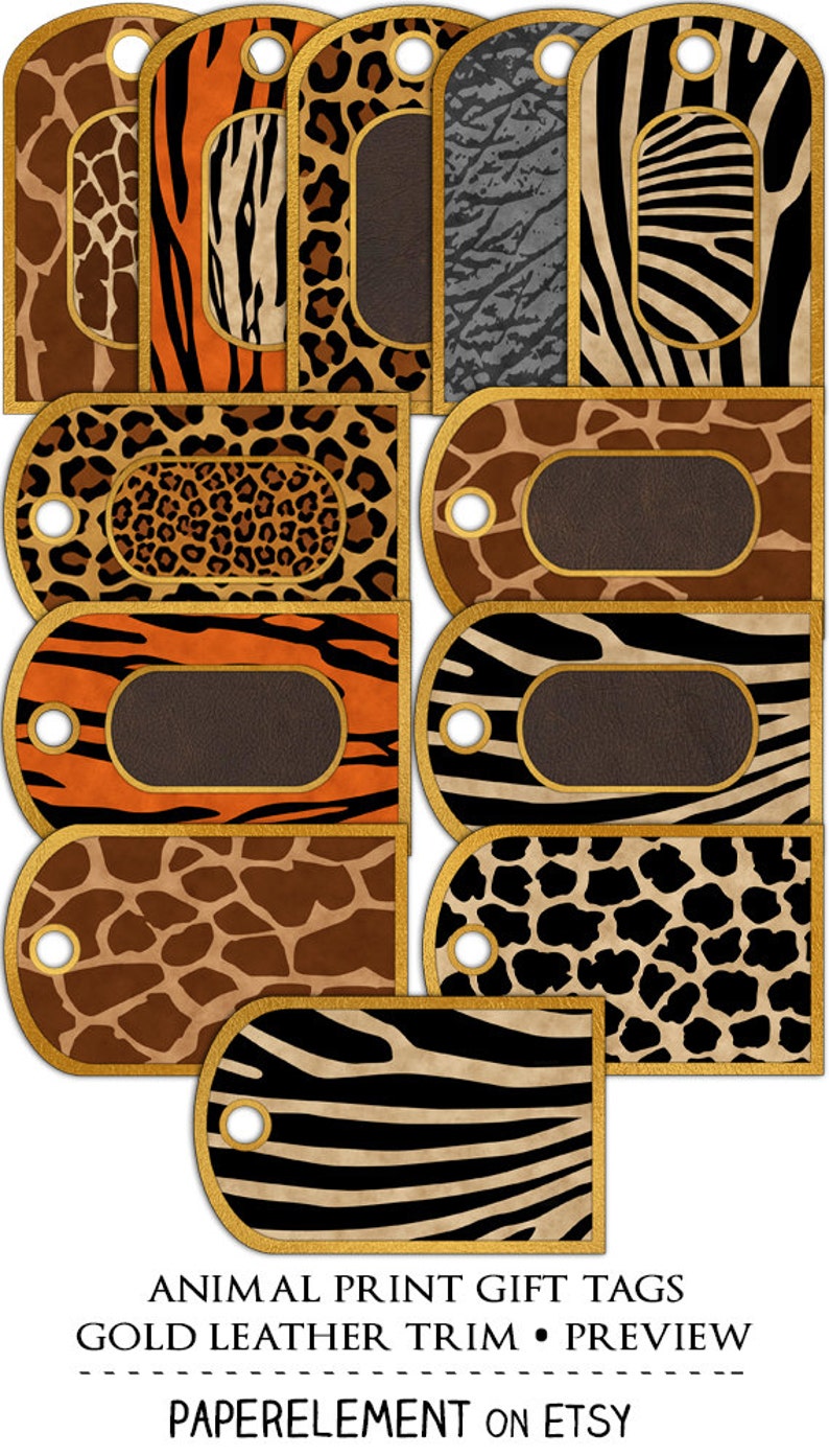 Printable Gift Tags: Digital Animal Print Gift Tags Animal - Etsy