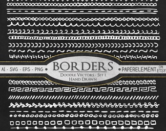 Hand Drawn Clip Art Doodle Borders: Hand Drawn Clipart, Doodle Clipart, Doodle Graphics, Doodle Overlay, Border Overlay, Doodles Download