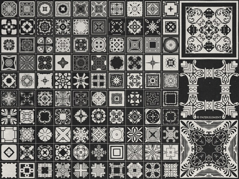 Boder Block 100 Border Blocks Vector Set - Border Tiles Art in Ai, EPS, SVG, and ...