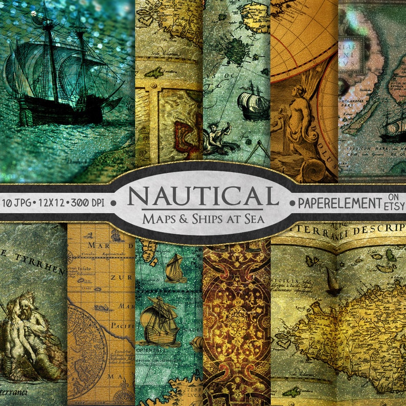 Nautical Scrapbook Paper Nautical Digital Paper Sea Digital Etsy Australia