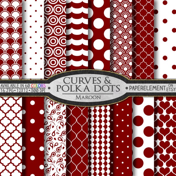 Maroon Polka Dot Digital Paper Maroon Printable Spots with Etsy