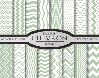 Diseños digitales Sage Chevron: papel Chevron imprimible en verde salvia pastel