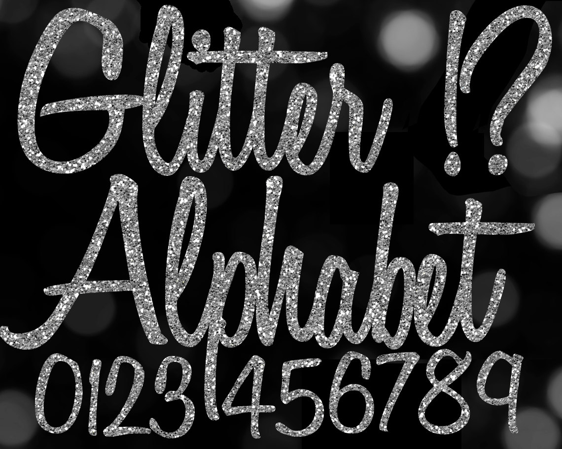Silver Glitter Bokeh Letters 