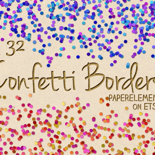 Confetti Clipart: Confetti Clip Art, Confetti Borders, Confetti Overlay, Confetti Graphics, Digital Confetti, Digital Clipart Commercial Use