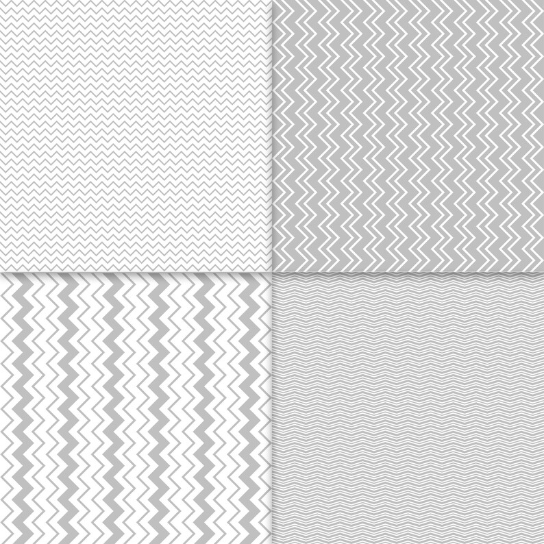 Silver Chevron Digital Paper Pack Silver Scrapbook Paper Chevron Stripes Wedding Patterns Pale Gray Commercial Use Seamless Graphics image 4