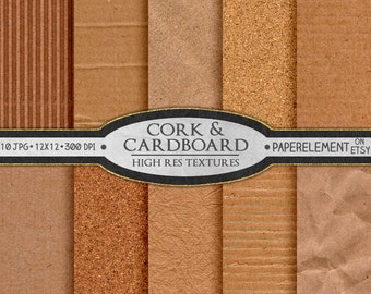 Cardboard Digital Paper: Corkboard Digital Paper, Cork Textures, Printable Corkboard Paper, Cardboard Paper & Kraft Paper, Cardboard Texture