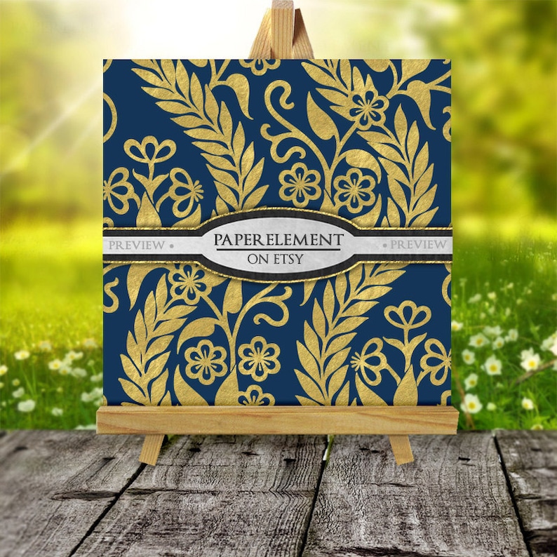 Navy Blue and Gold Digital Paper Gold and Blue Digital Paper Etsy