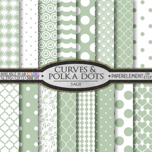 Sage Polka Dot Druckbares Papier - Digital Downloadbare Muster in hellem Salbeigrün