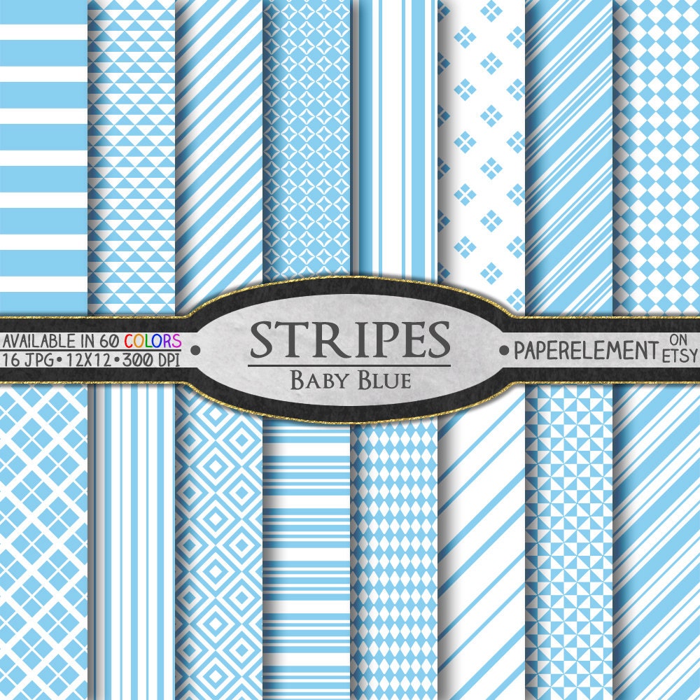 Baby Blue Stripe Scrapbook Paper Pages Set: Seamless - Etsy