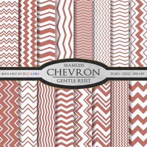 Chevron digitaal papier met zachte roest: afdrukbare zigzagafbeeldingen in aarden rood