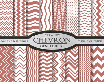 Papel digital Chevron con un delicado tono óxido: imágenes en zigzag imprimibles en rojo tierra