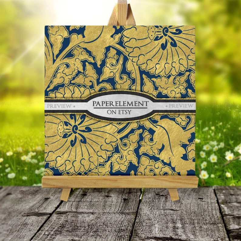 Navy Blue and Gold Digital Paper Gold and Blue Digital Paper Etsy