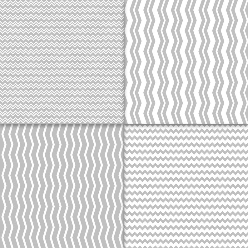 Silver Chevron Digital Paper Pack Silver Scrapbook Paper Chevron Stripes Wedding Patterns Pale Gray Commercial Use Seamless Graphics image 7