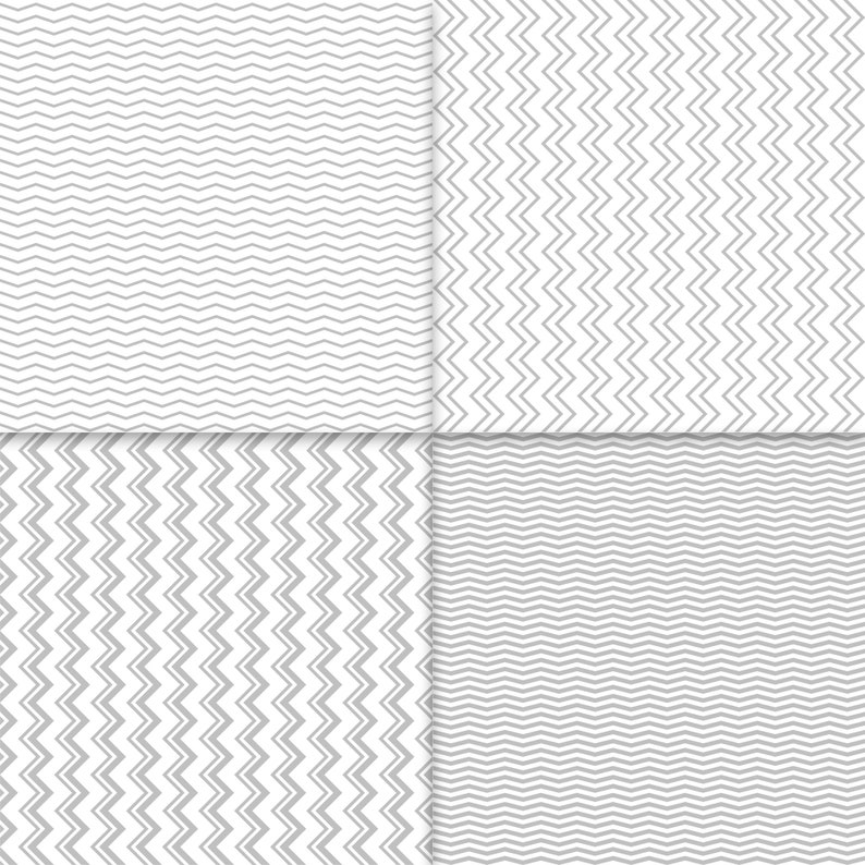 Silver Chevron Digital Paper Pack Silver Scrapbook Paper Chevron Stripes Wedding Patterns Pale Gray Commercial Use Seamless Graphics image 5