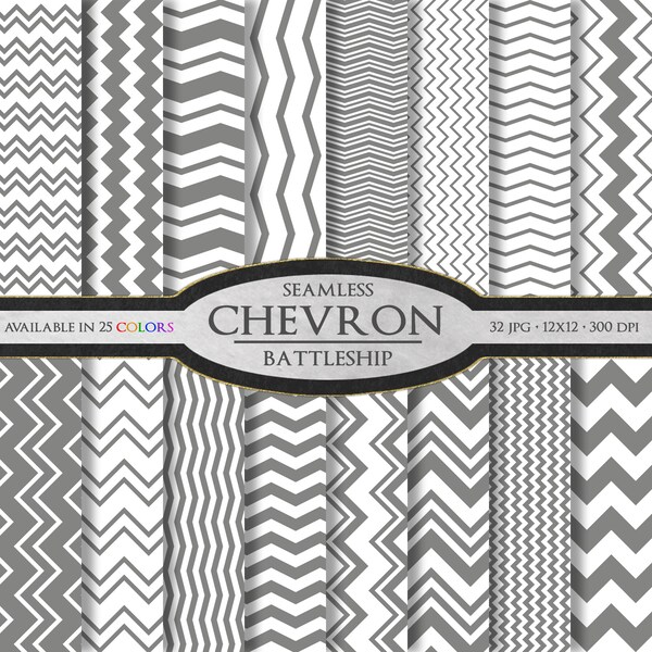 Battleship Gray Chevron Digital Paper Pack - Medium Gray Zig Zag Website Patterns - Chevron Backgrounds - Gun Metal Gray Seamless Backdrop