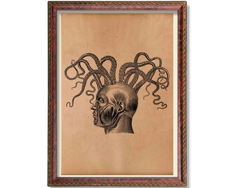 Medical poster Vintage head anatomy print Anatomical decoration