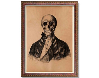 Vintage captain skull print Anatomy poster Anatomical illustration Medical decor