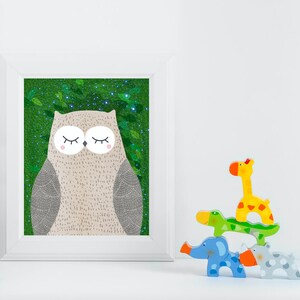 Owl, Woodland Animals, Woodland Critters, Nursery, Animal Wall Art, Kids Room, Animals, Print image 1