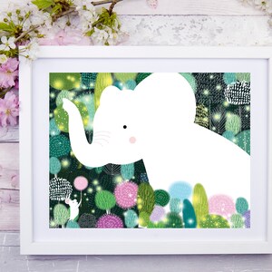 Best Friends, Elephant, Mouse, Nursery Animal Wall Art, Kids Room, Wall decor, Print, Illustration