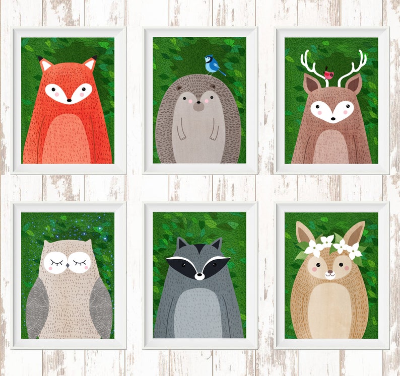 Owl, Woodland Animals, Woodland Critters, Nursery, Animal Wall Art, Kids Room, Animals, Print image 4