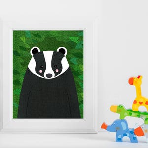 Badger, Woodland Animals, Woodland Critters, Pépinière, Animal Wall Art, Kids Room, Animals, Imprimer