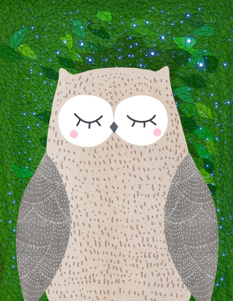 Owl, Woodland Animals, Woodland Critters, Nursery, Animal Wall Art, Kids Room, Animals, Print image 2