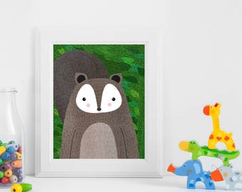 Squirrel, Woodland Animals, Woodland Critters, Nursery, Animal Wall Art, Kids Room, Animals, Print