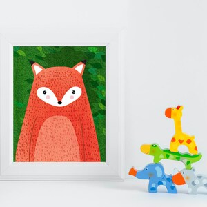 Fox, Woodland Animals, Woodland Critters, Nursery, Animal Wall Art, Kids Room, Animals, Print