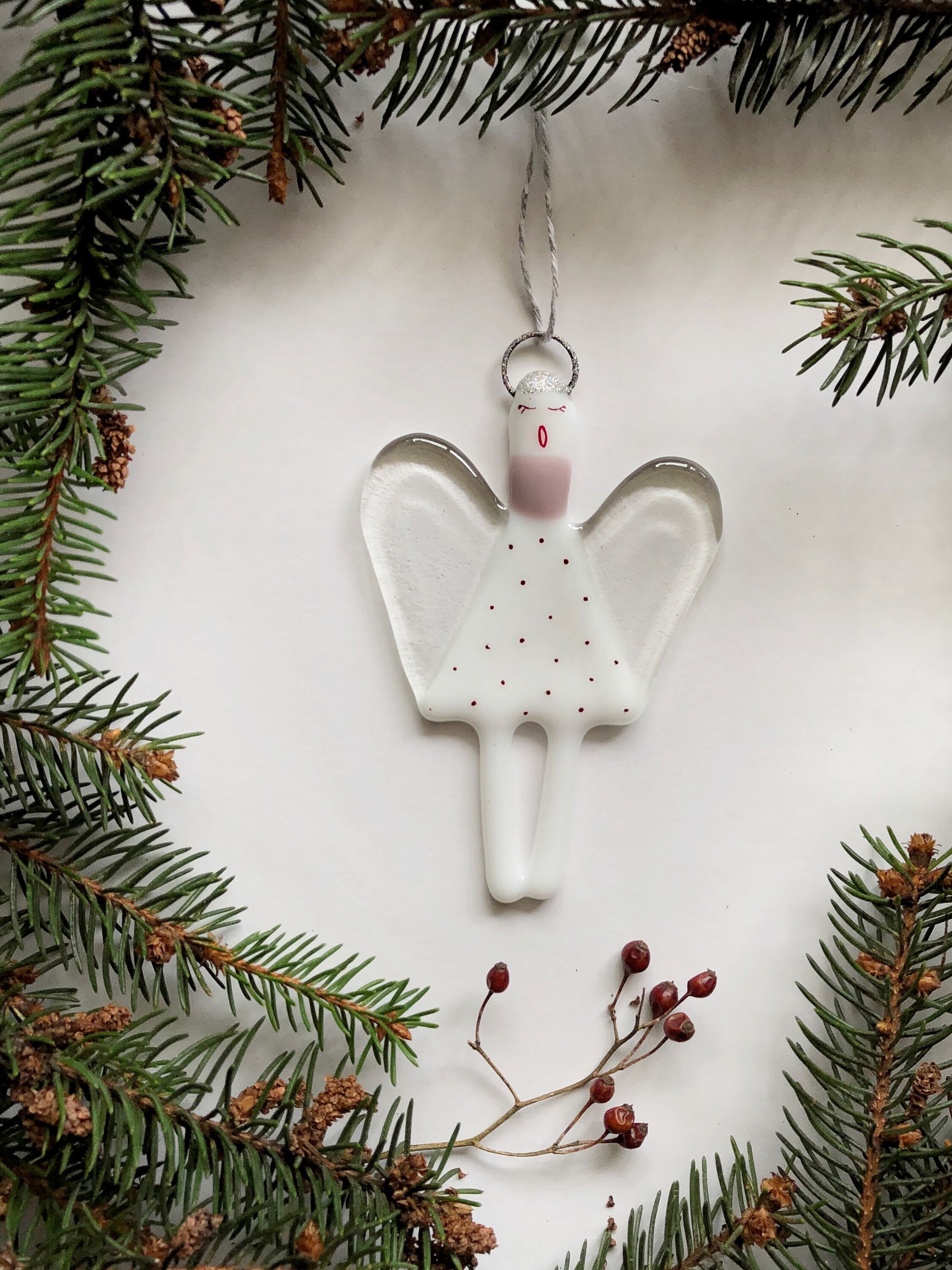 Christmas Angle Glass Ornament. Fusing Glass Suncatcher Angel. Etsy UK