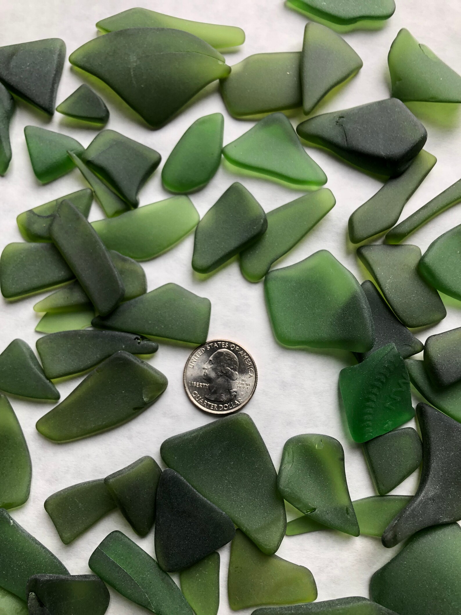 Dark green sea glass Etsy