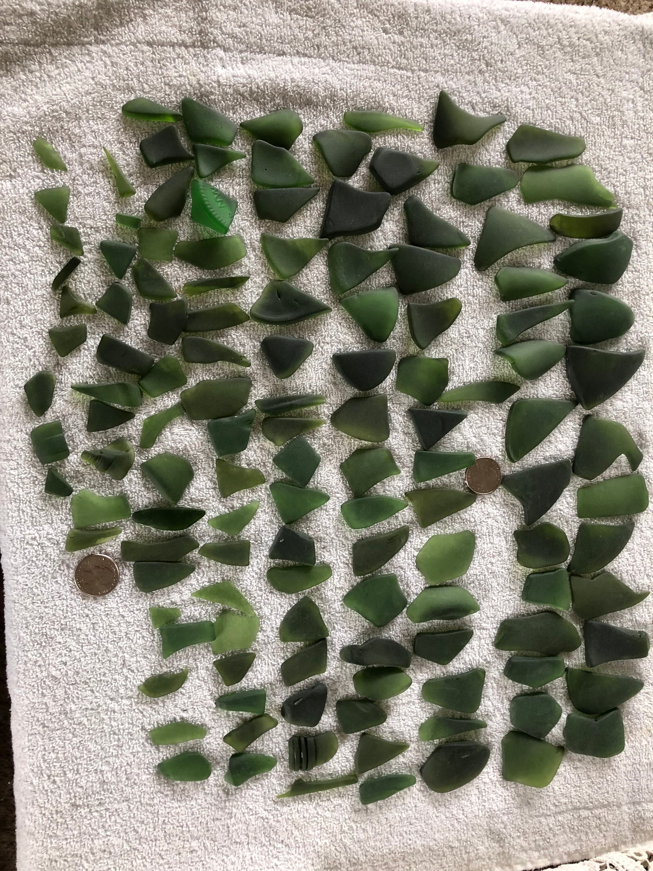 Dark green sea glass Etsy