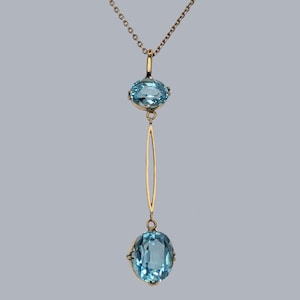 Antique Aquamarine 9ct Gold Pendant Edwardian Drop Pendant Vintage circa 1910