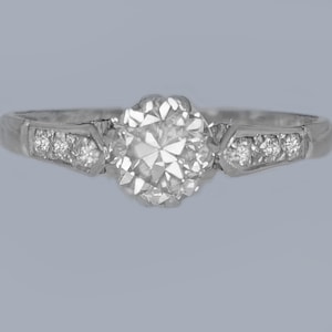 Vintage 0.85ct Diamond Solitaire Ring 18ct White Gold & Platinum 1930s