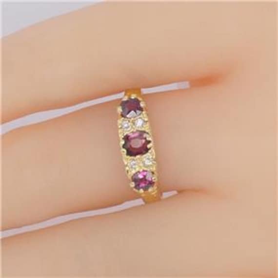 Antique Ruby & Diamond Ring Victorian 18ct Gold R… - image 2