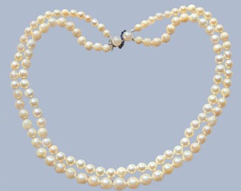 ヴィンテージ アコヤ真珠ネックレス：1950年代のダブルストランド