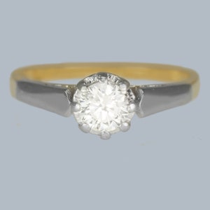 Art Deco SOLITAIRE ENGAGEMENT RING 18ct Gold Platinum 1920s Vintage Diamond Ring