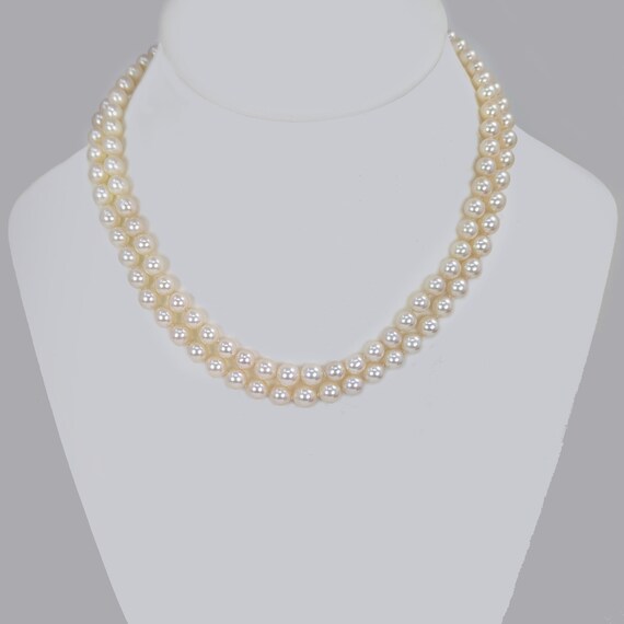 Double Strand Pearl Necklace Diamond Ruby Sapphir… - image 2