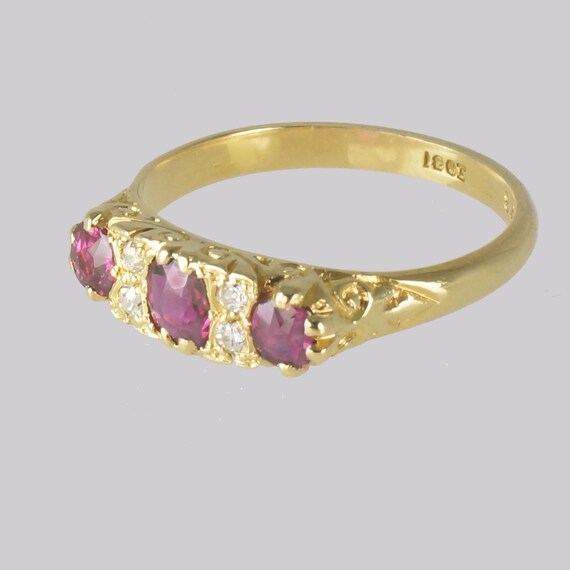 Antique Ruby & Diamond Ring Victorian 18ct Gold R… - image 4