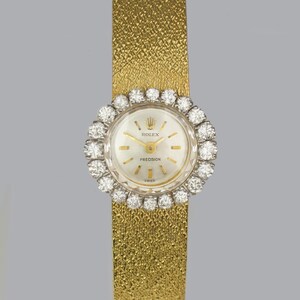 Vintage Rolex Diamond Watch 18ct Gold Ladies Precision Bracelet Watch 1950s