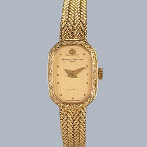 Baume & Mercier 18ct Yellow Gold Bracelet Watch Ladies Vintage 1980 Quartz Watch