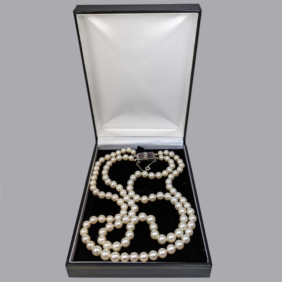 Double Strand Pearl Necklace Diamond Ruby Sapphir… - image 5