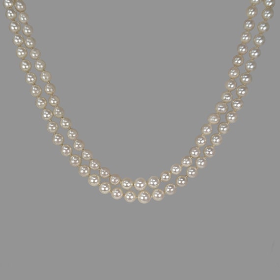 Double Strand Pearl Necklace Diamond Ruby Sapphir… - image 4