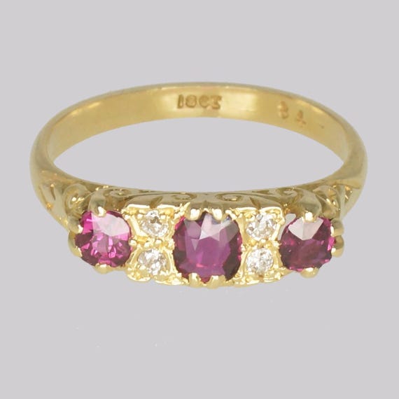 Antique Ruby & Diamond Ring Victorian 18ct Gold R… - image 3