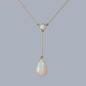 Antique Opal Necklace 15ct Gold Edwardian Pendant ca 1910 Vintage Opal Necklace