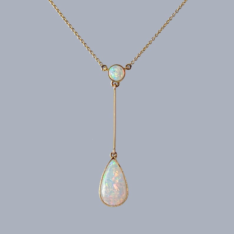 Vintage Gold Opal Necklace