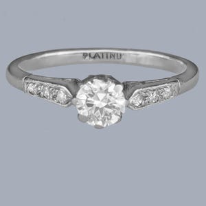Vintage Diamond Platinum Ring | 1950s Solitaire Engagement Ring 0.50ct Total