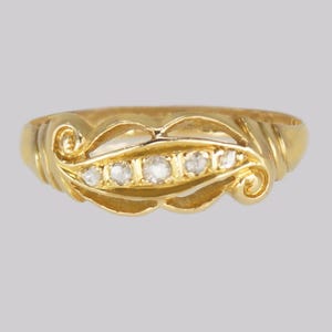 Antique 18ct Gold Diamond Ring Five Stone Half Hoop Victorian Half-Hoop Engagement Ring